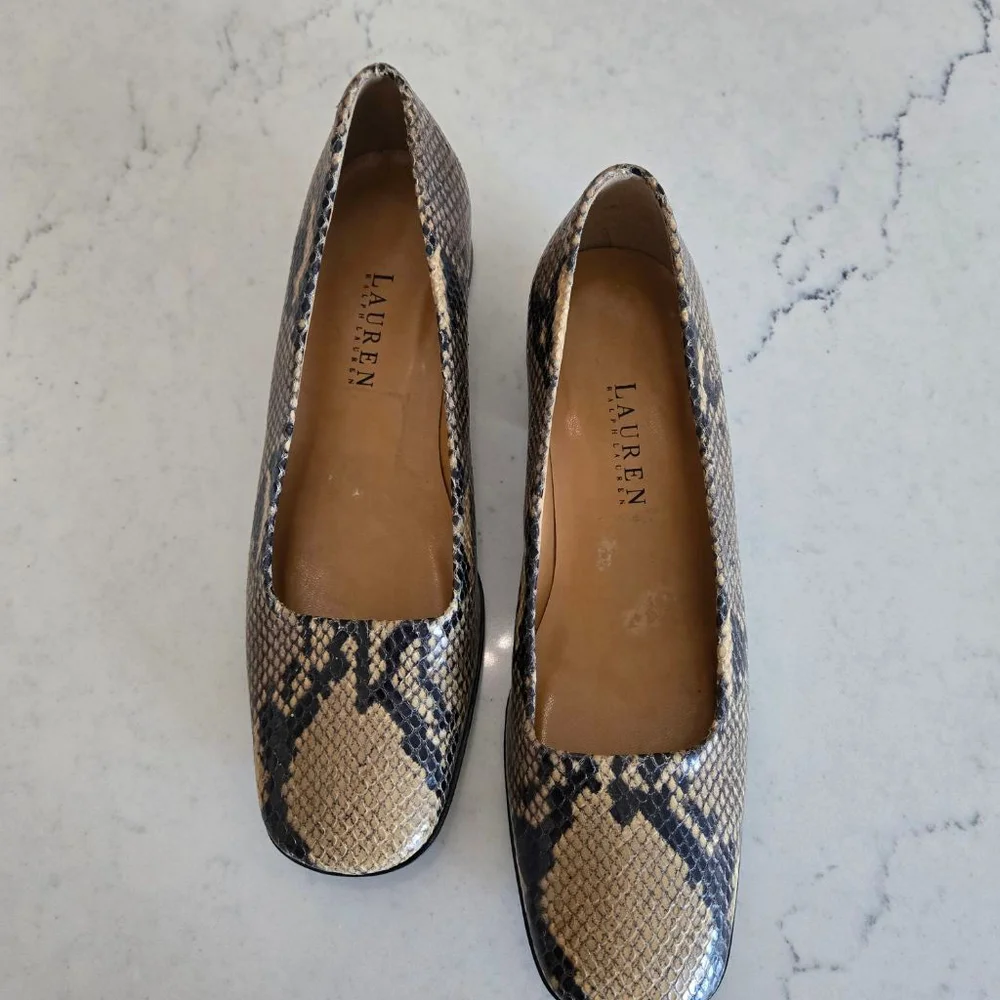 Lauren Ralph Lauren Womens Classic Block Heel Square Toe Pumps Sz 7.5 #WG1186 - Picture 2 of 9